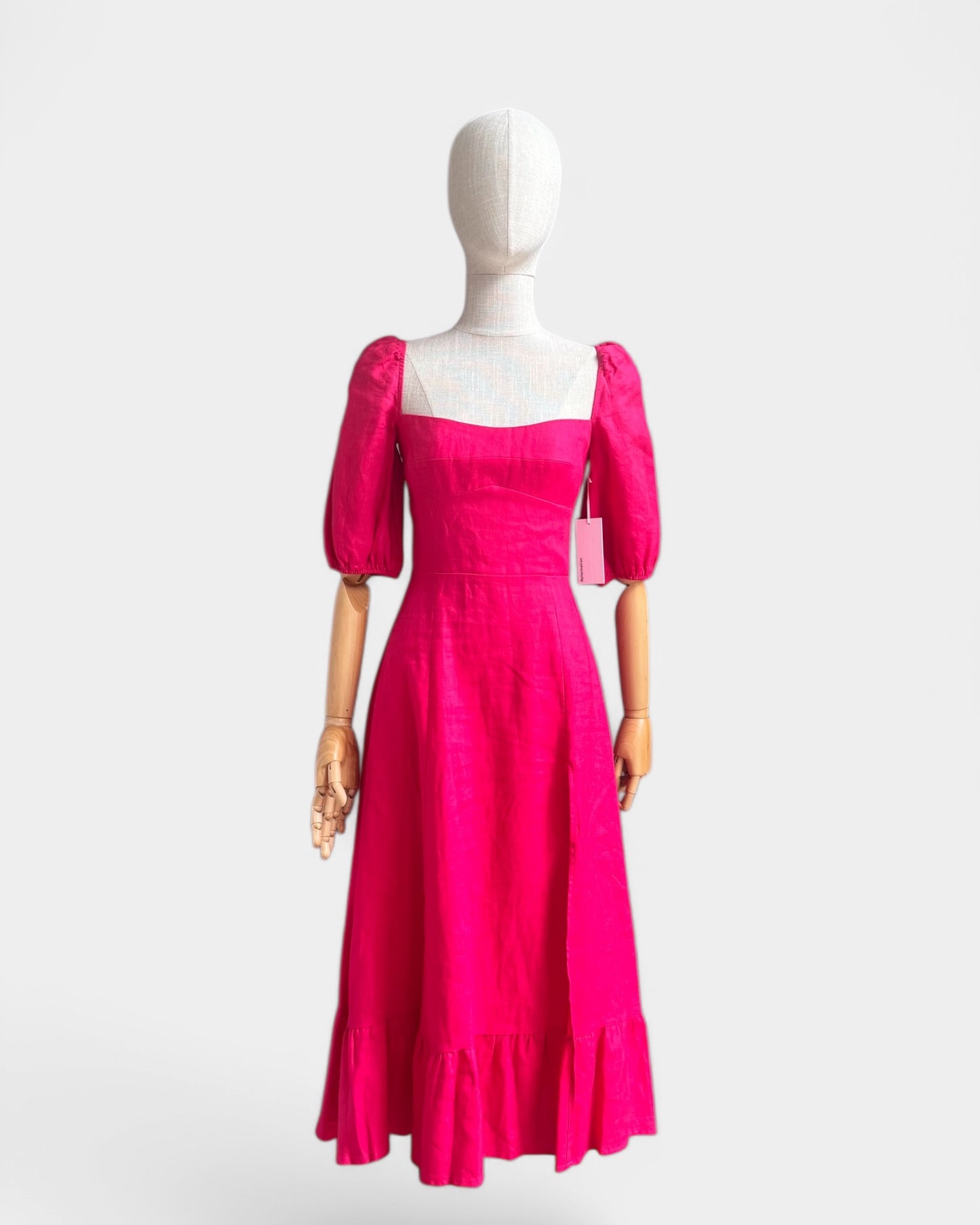 Robe Reformation Rose fuchsia, 100 % lin, 4