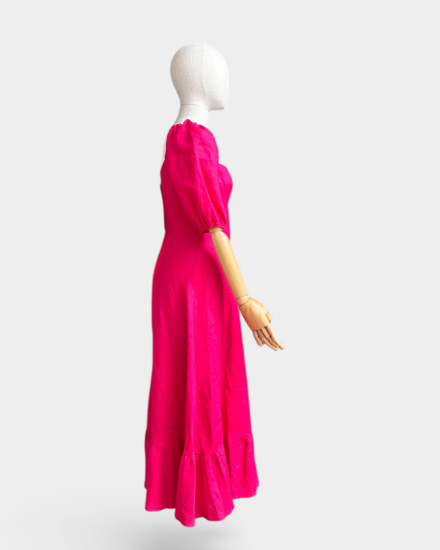 Robe Reformation Rose fuchsia, 100 % lin, 4