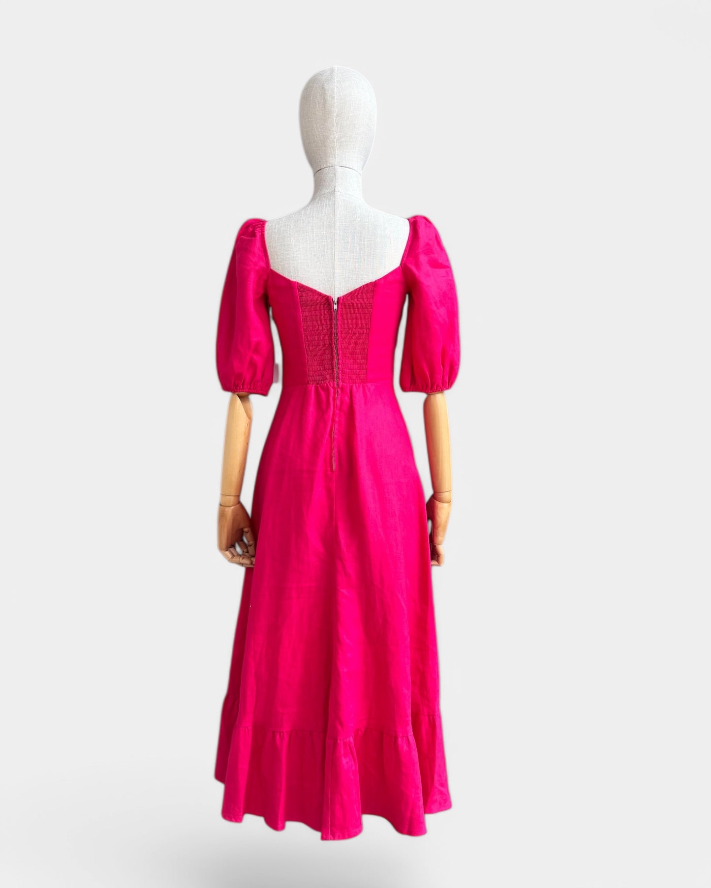Robe Reformation Rose fuchsia, 100 % lin, 4