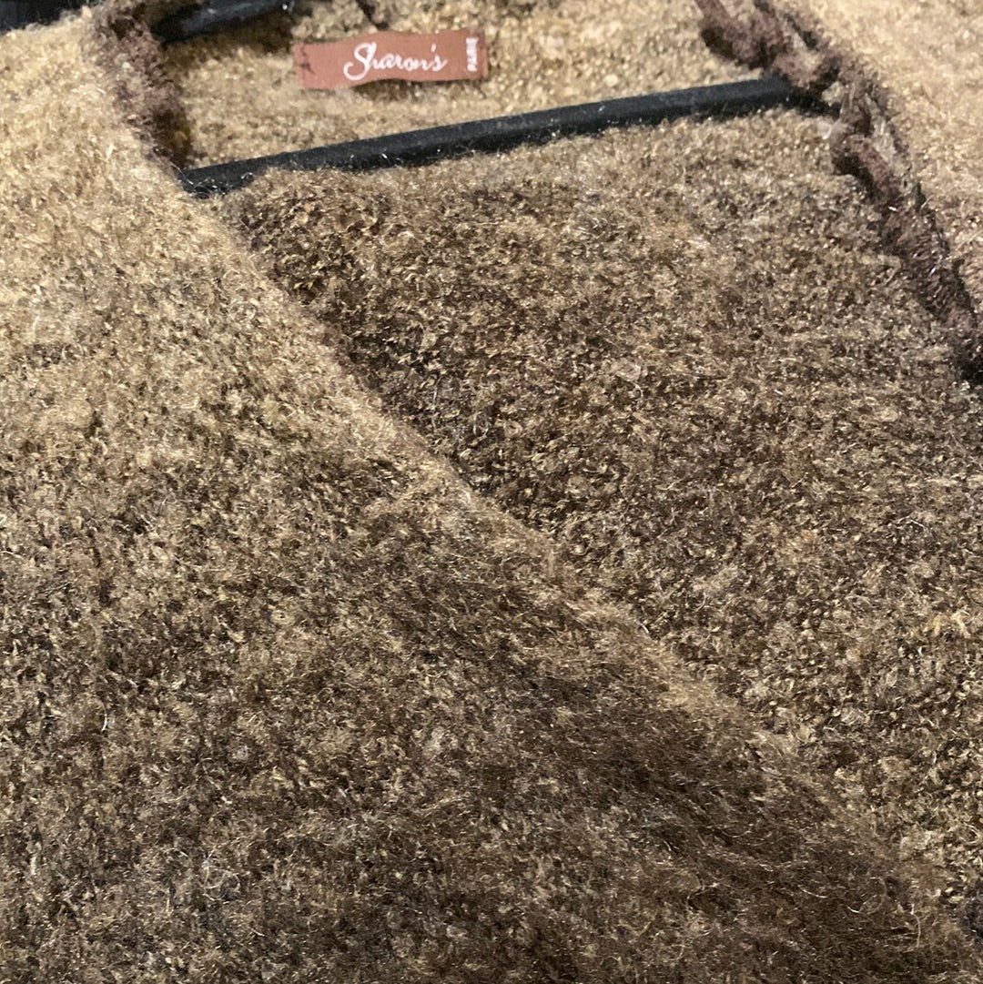 Sharon's brown knitted bolero