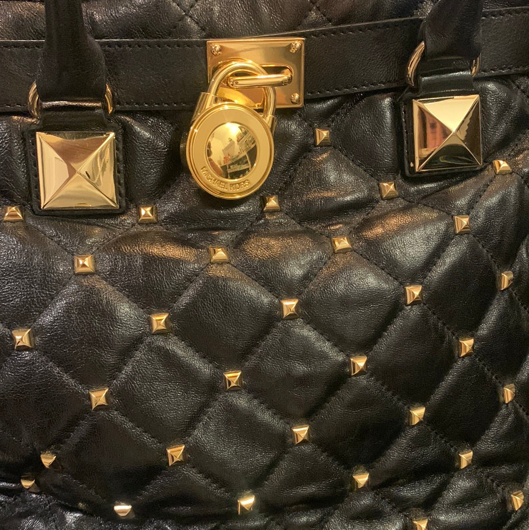 Michael Kors Leather Quilted Studded Lg Bag