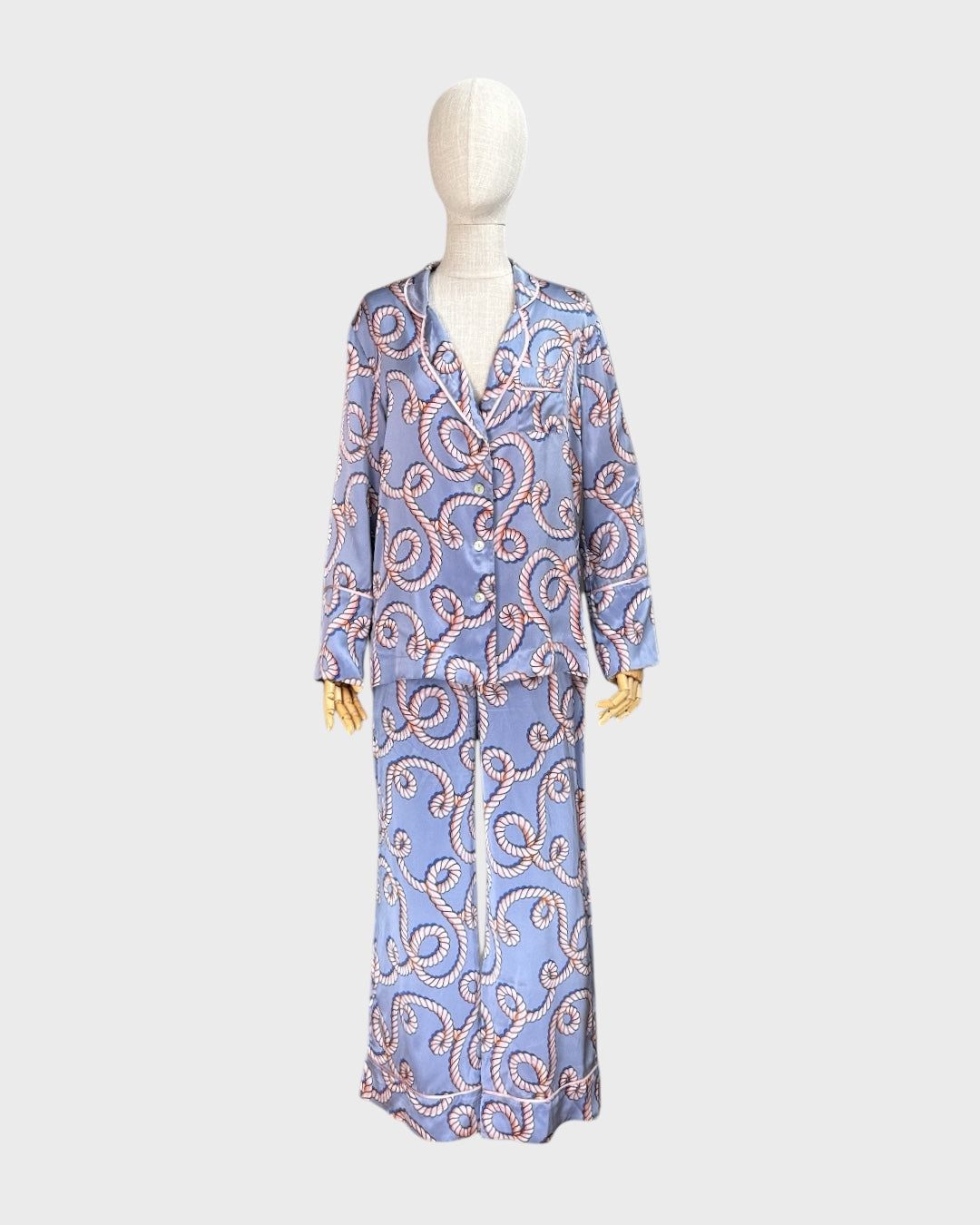 Hesper Fox mauve and pink 100% silk pyjamas, M