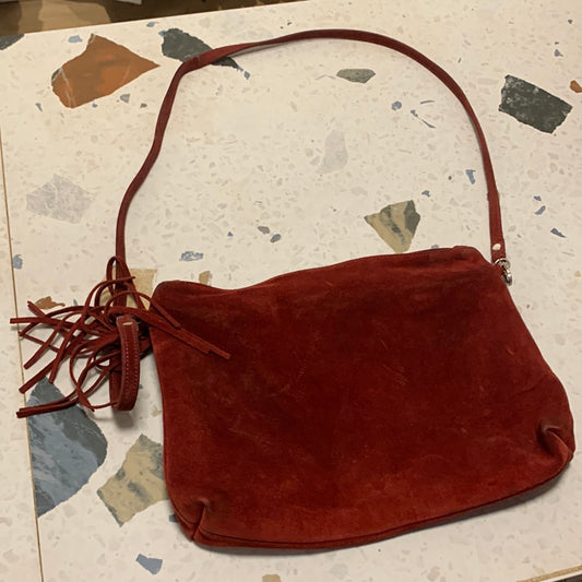 Red suede Bonatina handbag