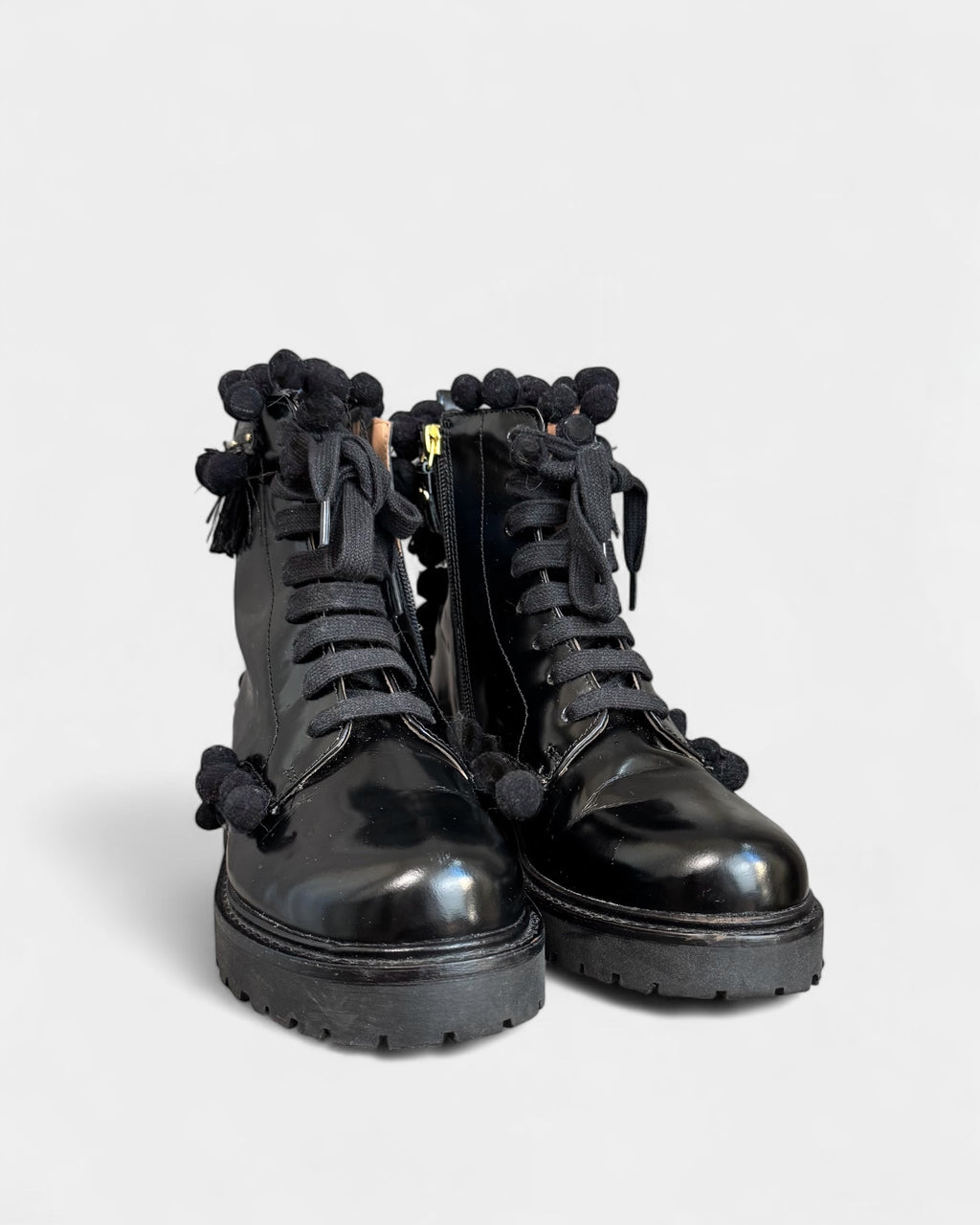 Twinset black ankle boots with pompoms, 37