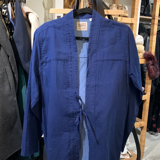 Blue dotted kimono vest