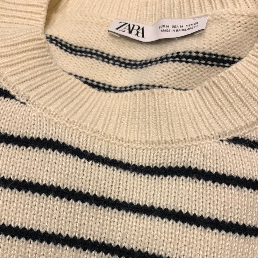 Zara white striped knit sweater