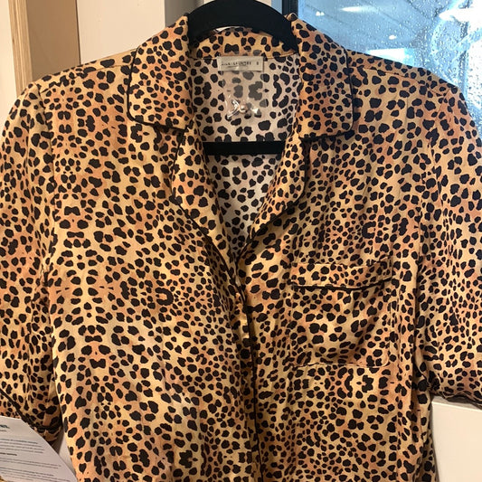 Silk Laudry 100% leopard silk blouse
