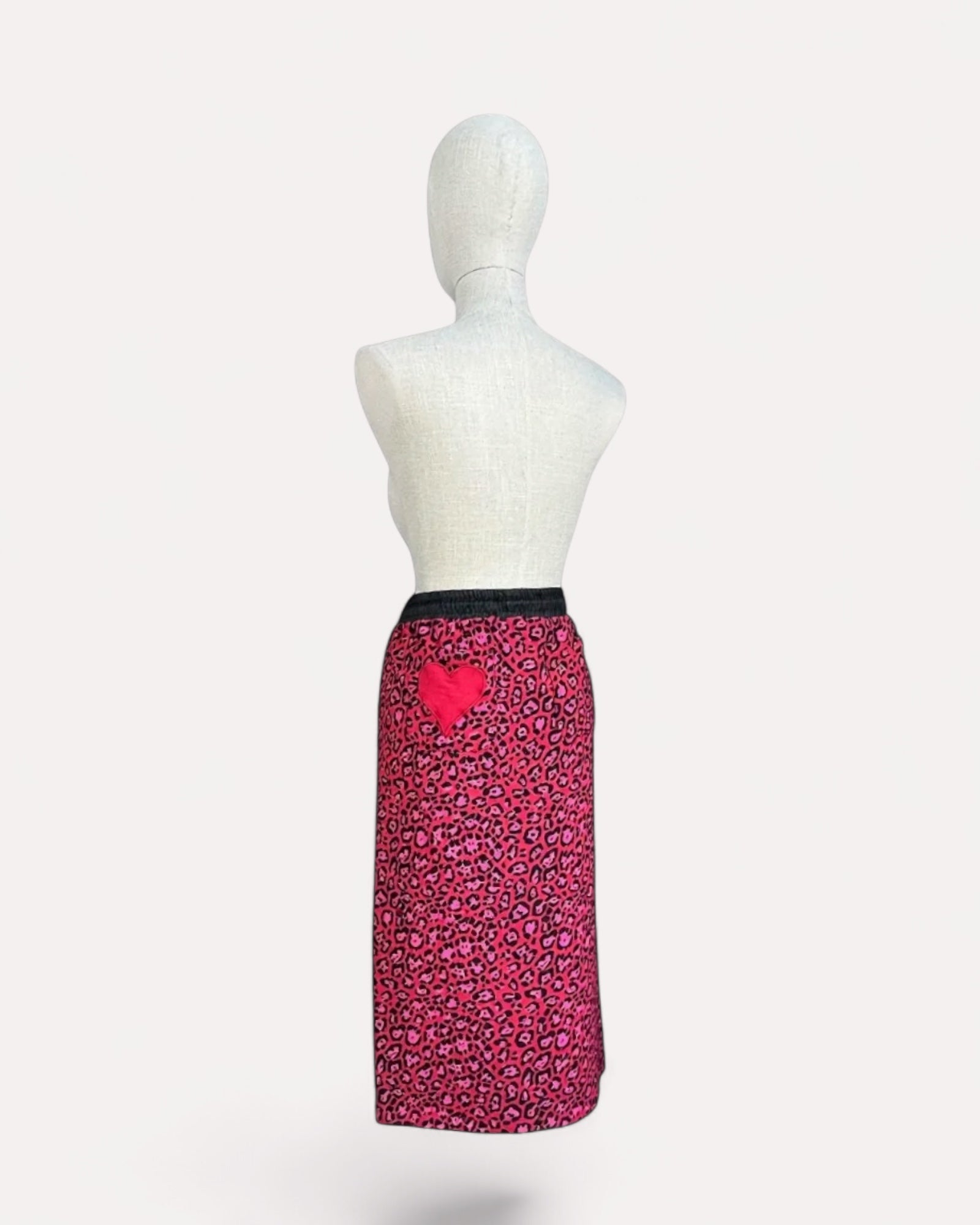 Red leopard print twinset skirt, S