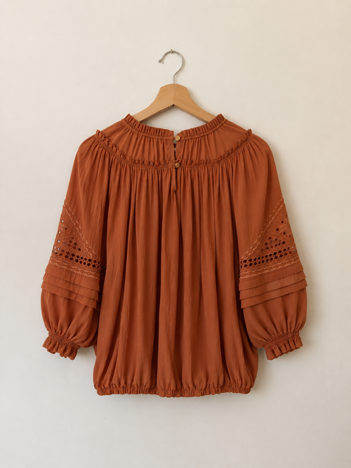 Ramy Brook terra cotta silk blouse