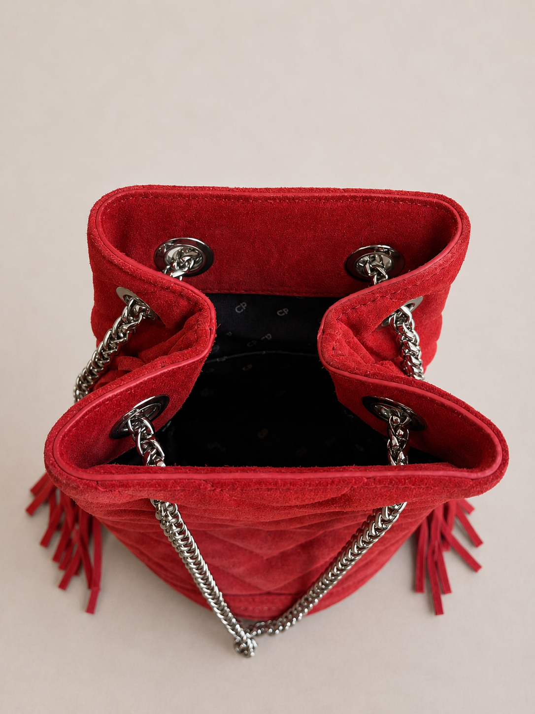 Red suede fringe bag Claudie Pierlot