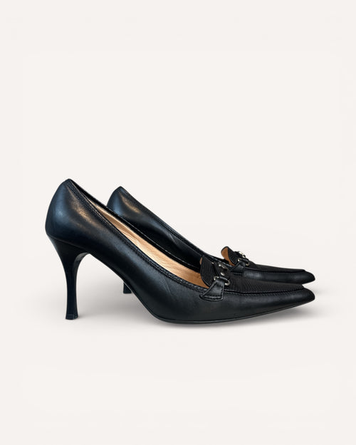 Escada Black Leather Pumps, 39.5