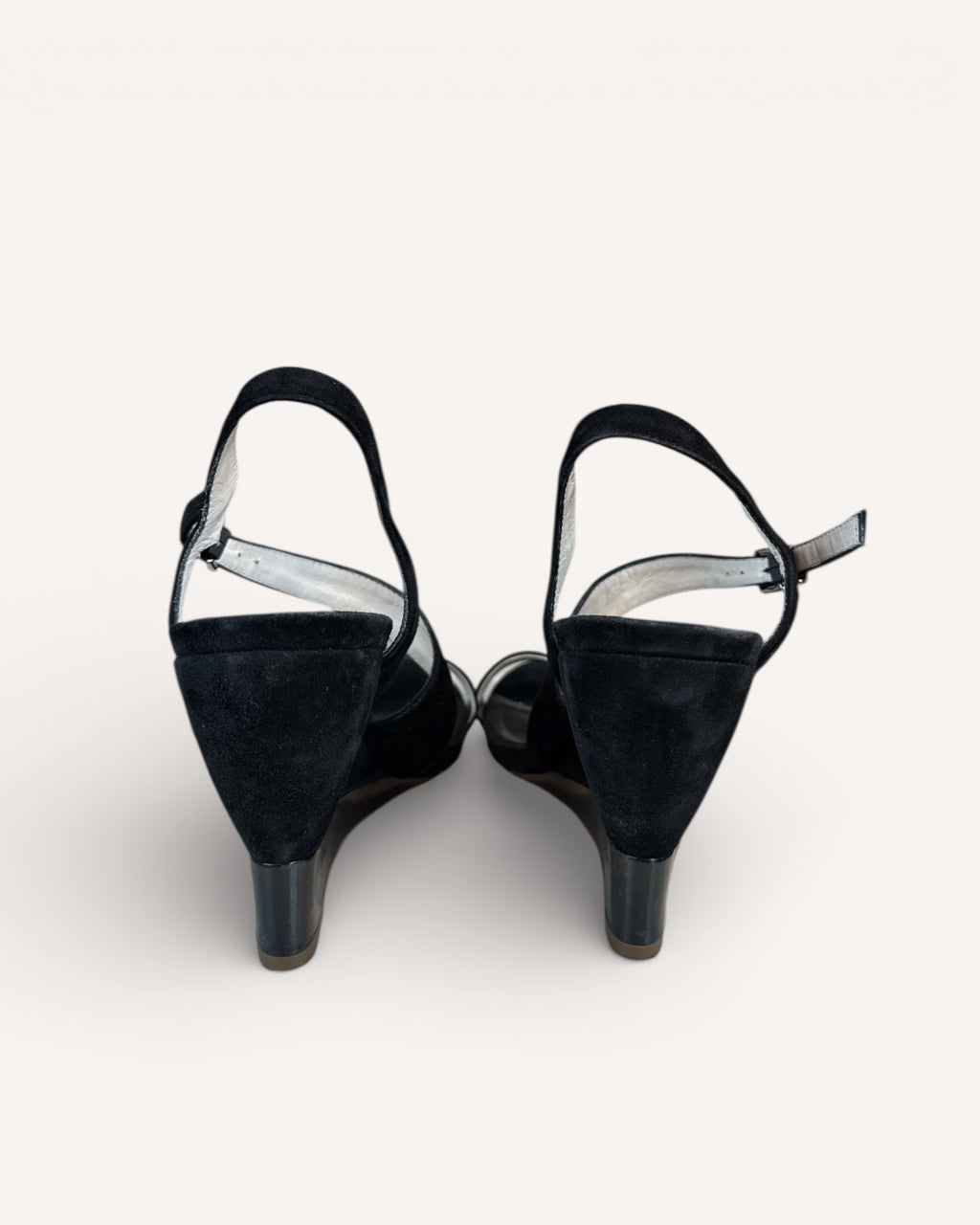 Black leather and suede Jill Sanders heels