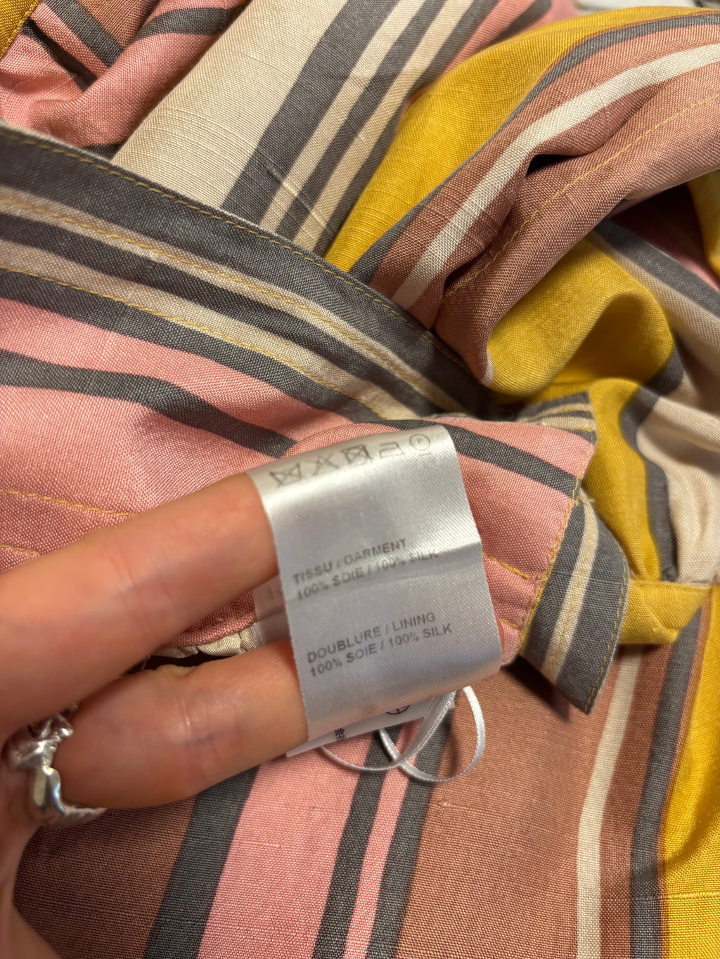 Chloé Rose/Yellow 100% Silk Midi Skirt, 36