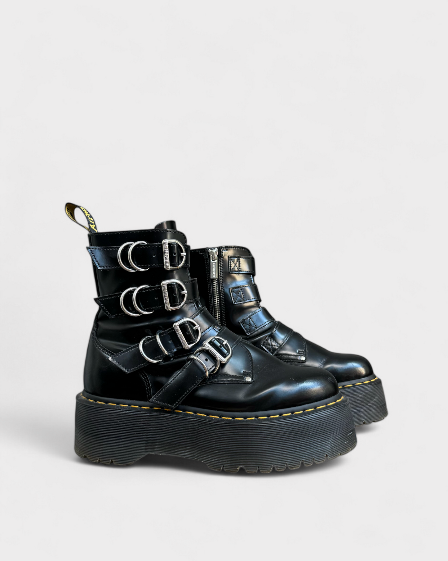 Dr Martens Black Leather Platform Boots, 9