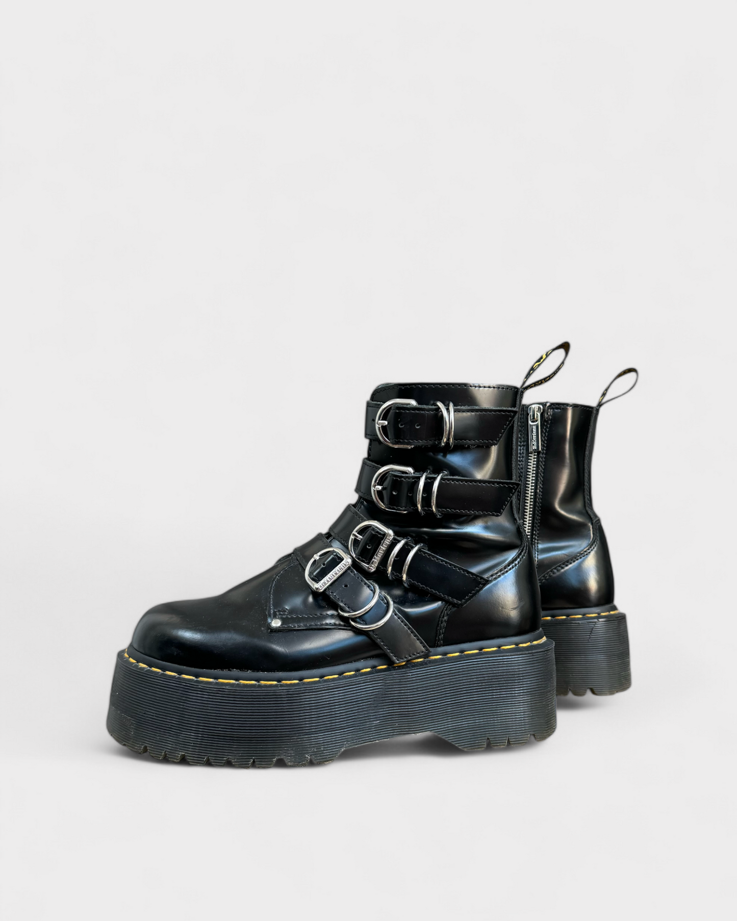 Dr Martens Black Leather Platform Boots, 9