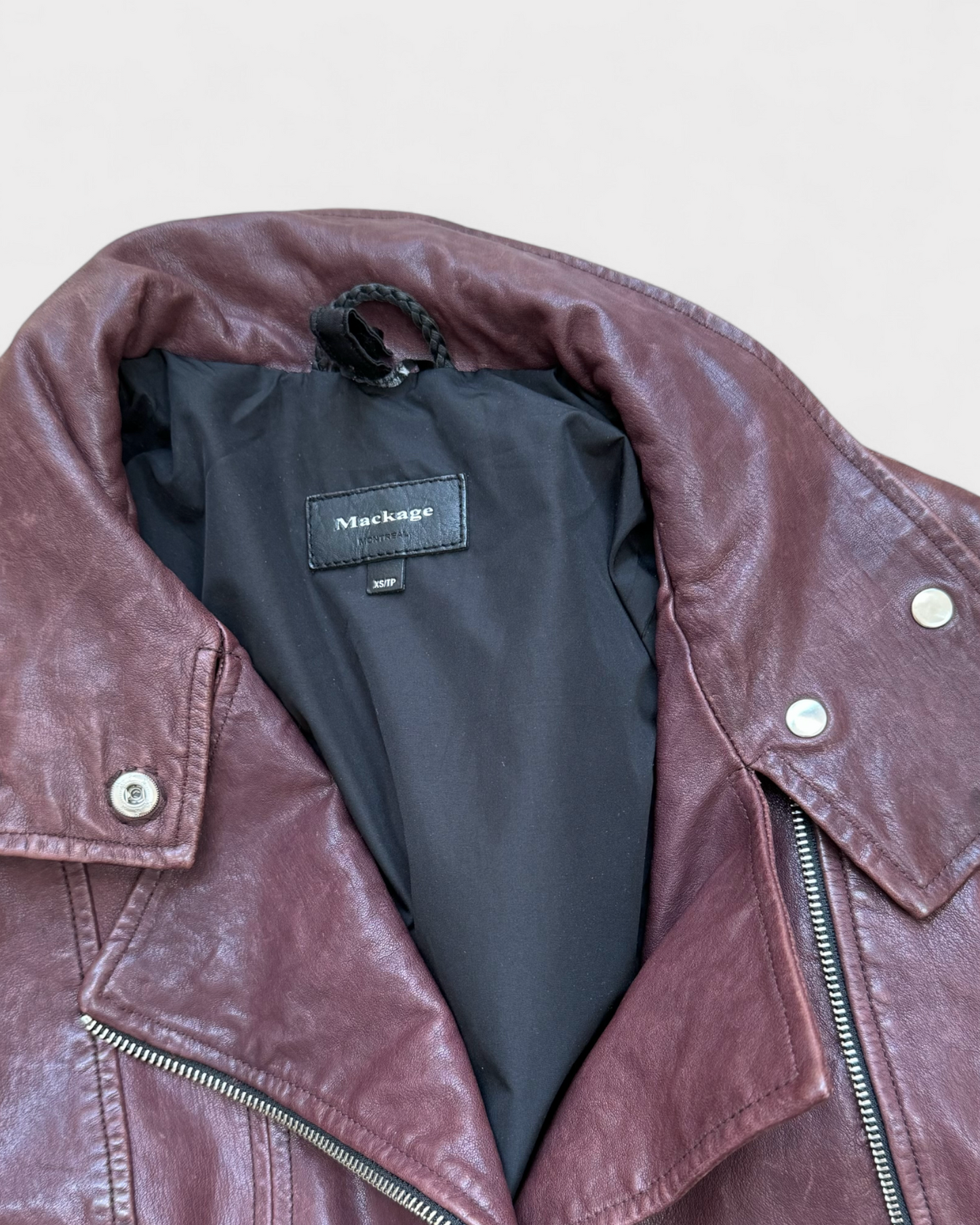 Veste en cuir bordeaux - Mackage, XS