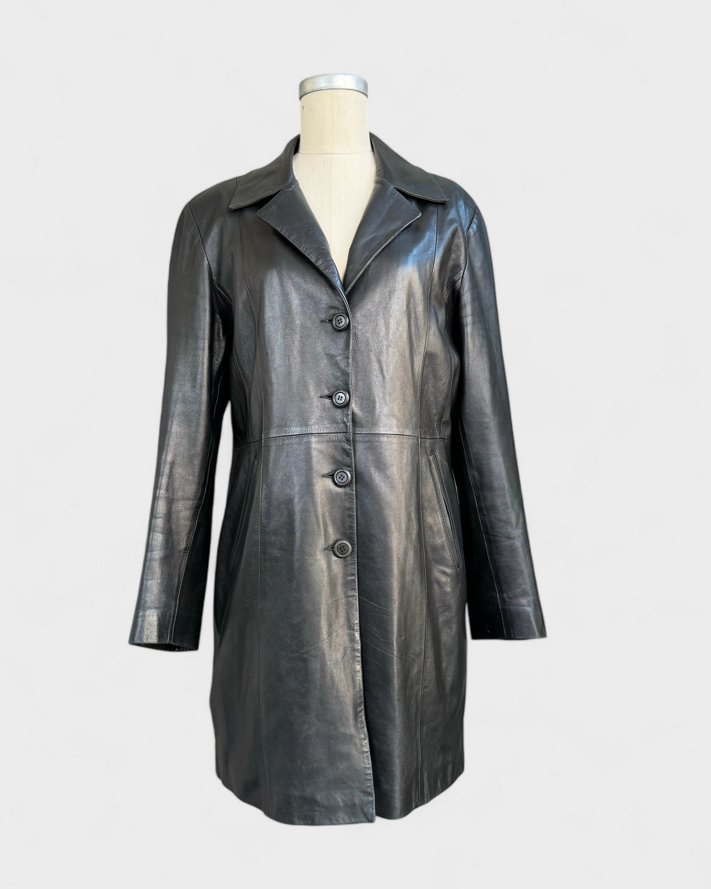 Black Leather Coat - Skin Mod, S