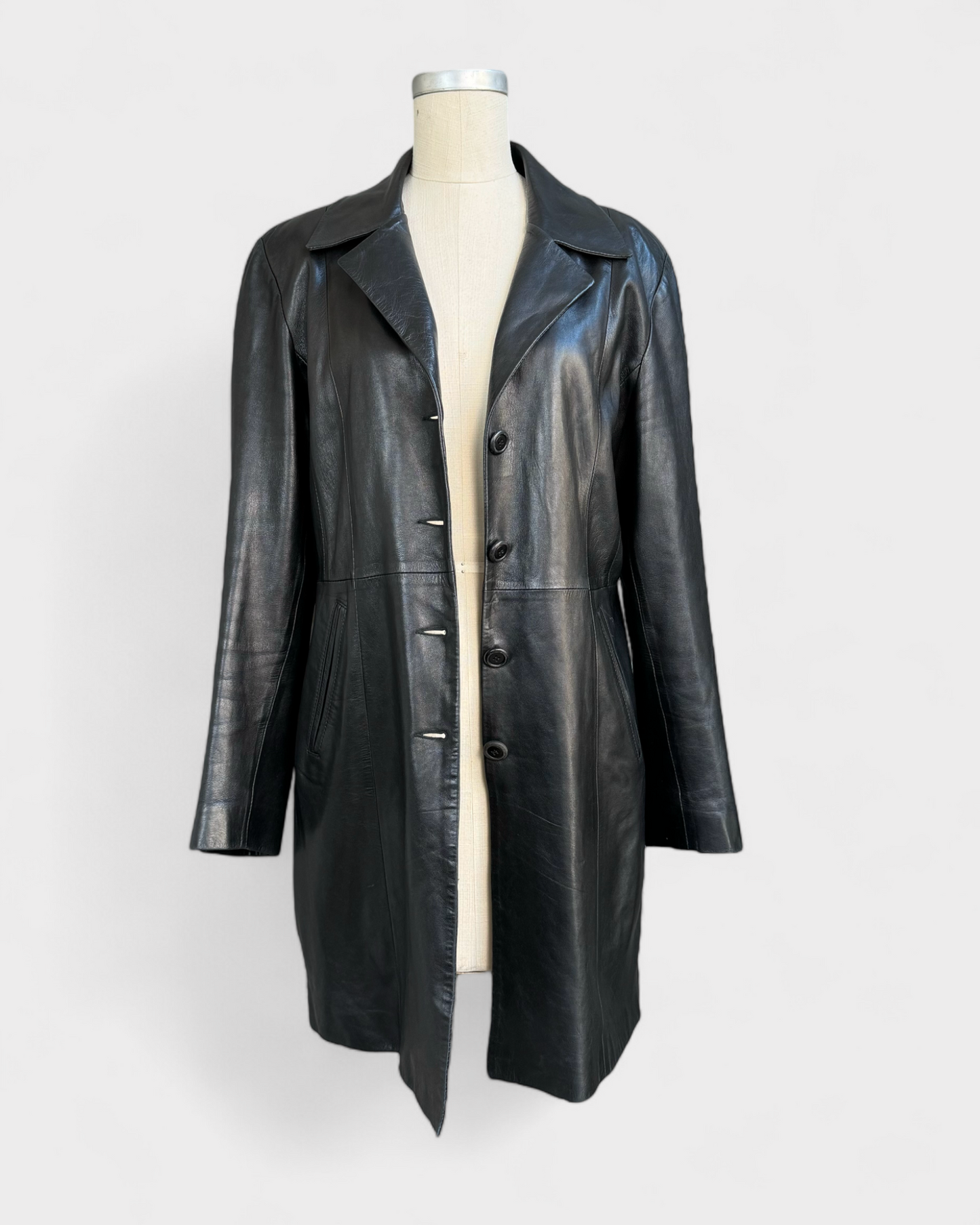 Black Leather Coat - Skin Mod, S