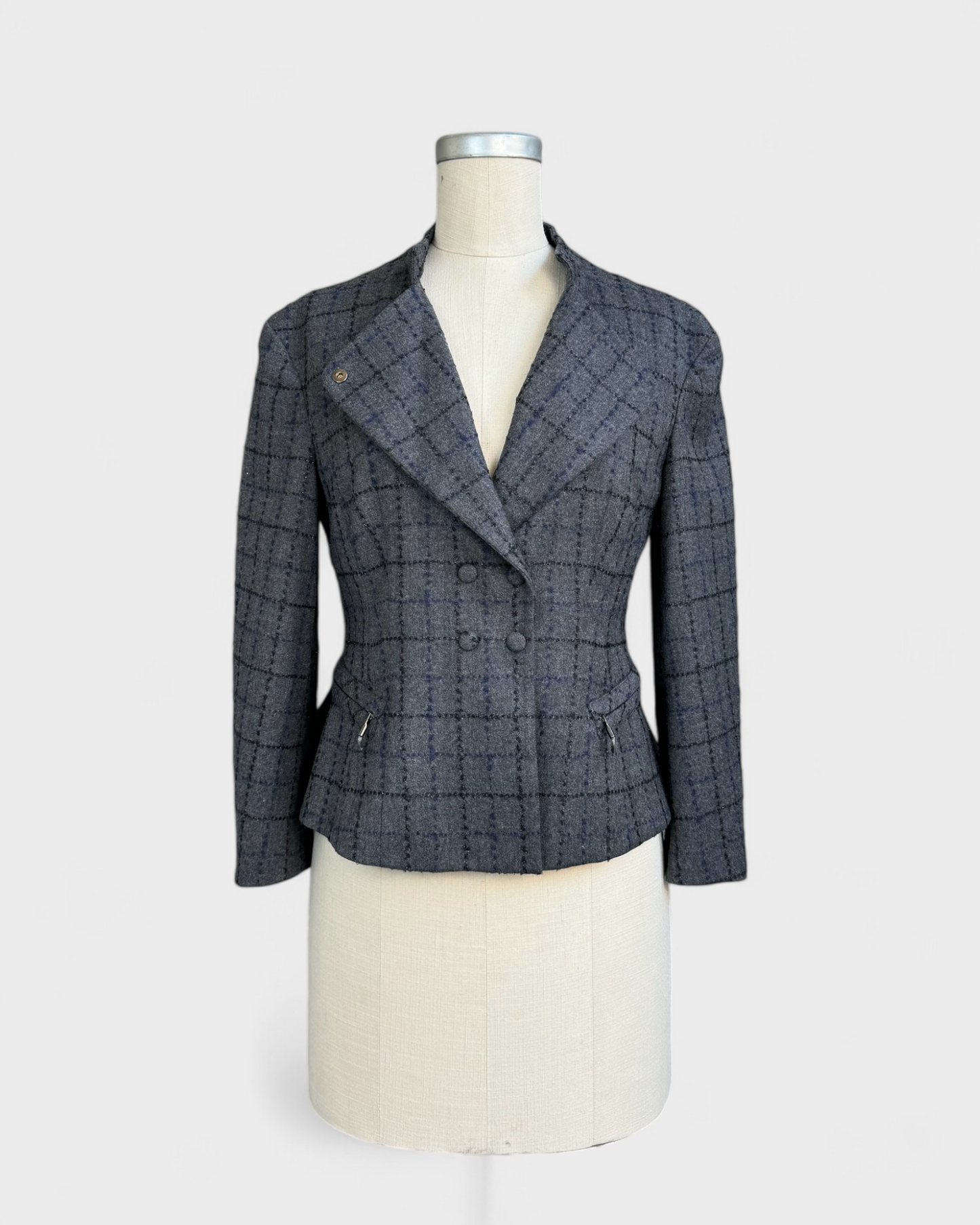 Armani gray shiny check jacket