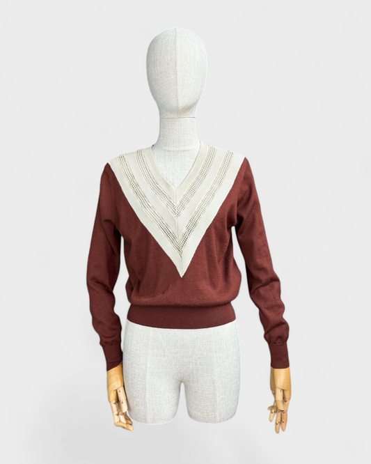 Burgundy Sandro large v sweater, S