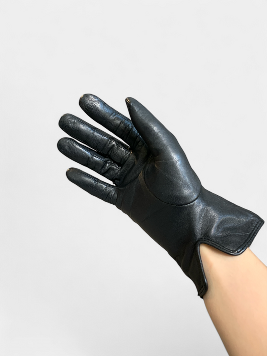 Black leather gloves, 1, 2, 3, L