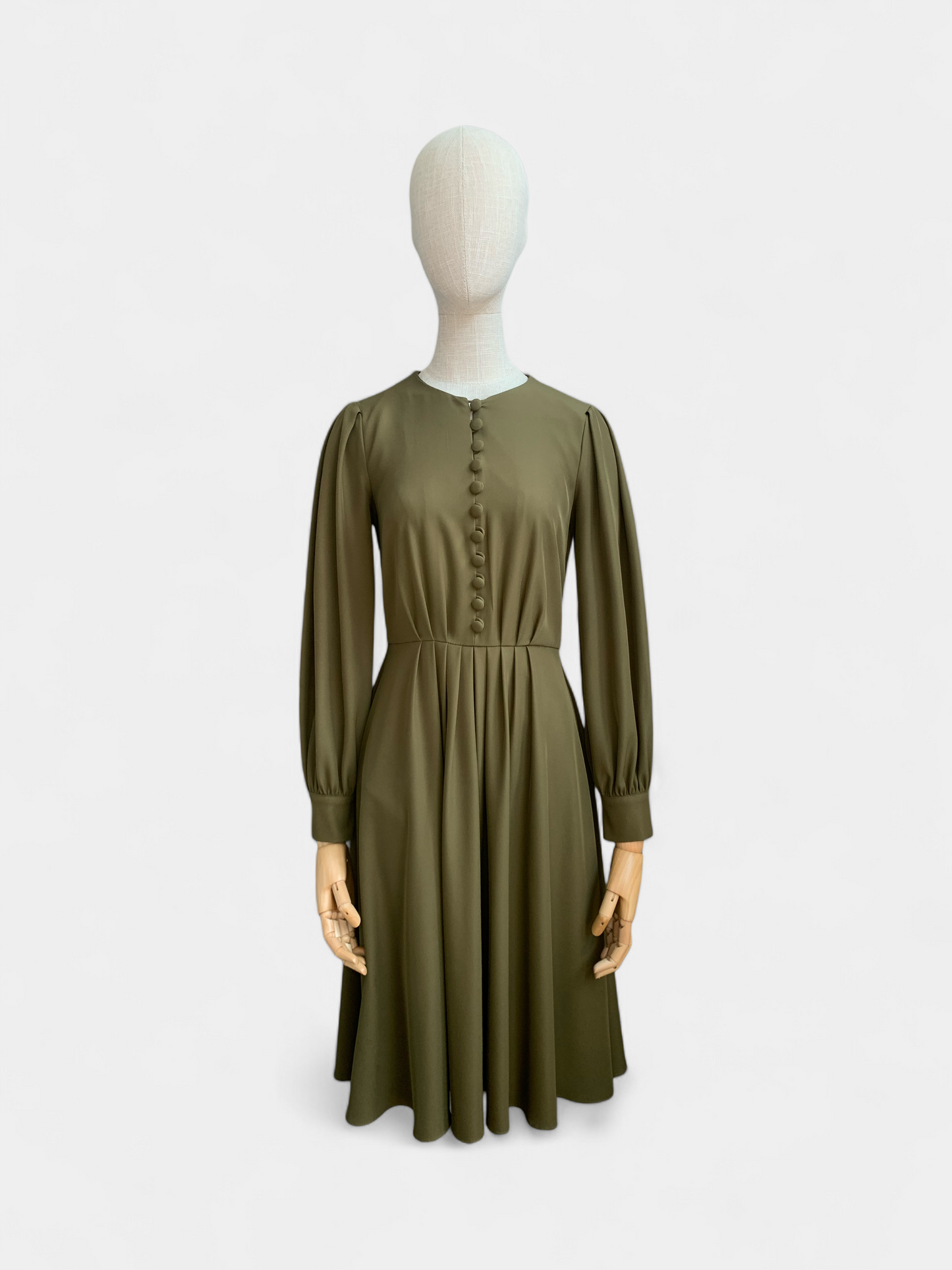 Gal meets Glam Khaki Green Button Dress, 2