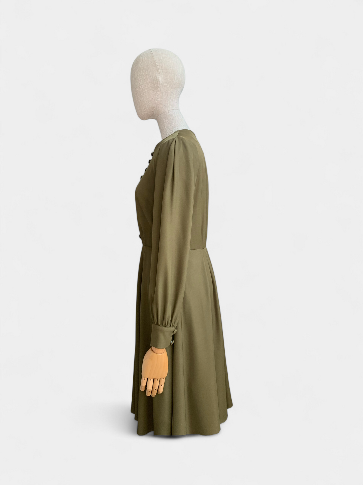 Gal meets Glam Khaki Green Button Dress, 2