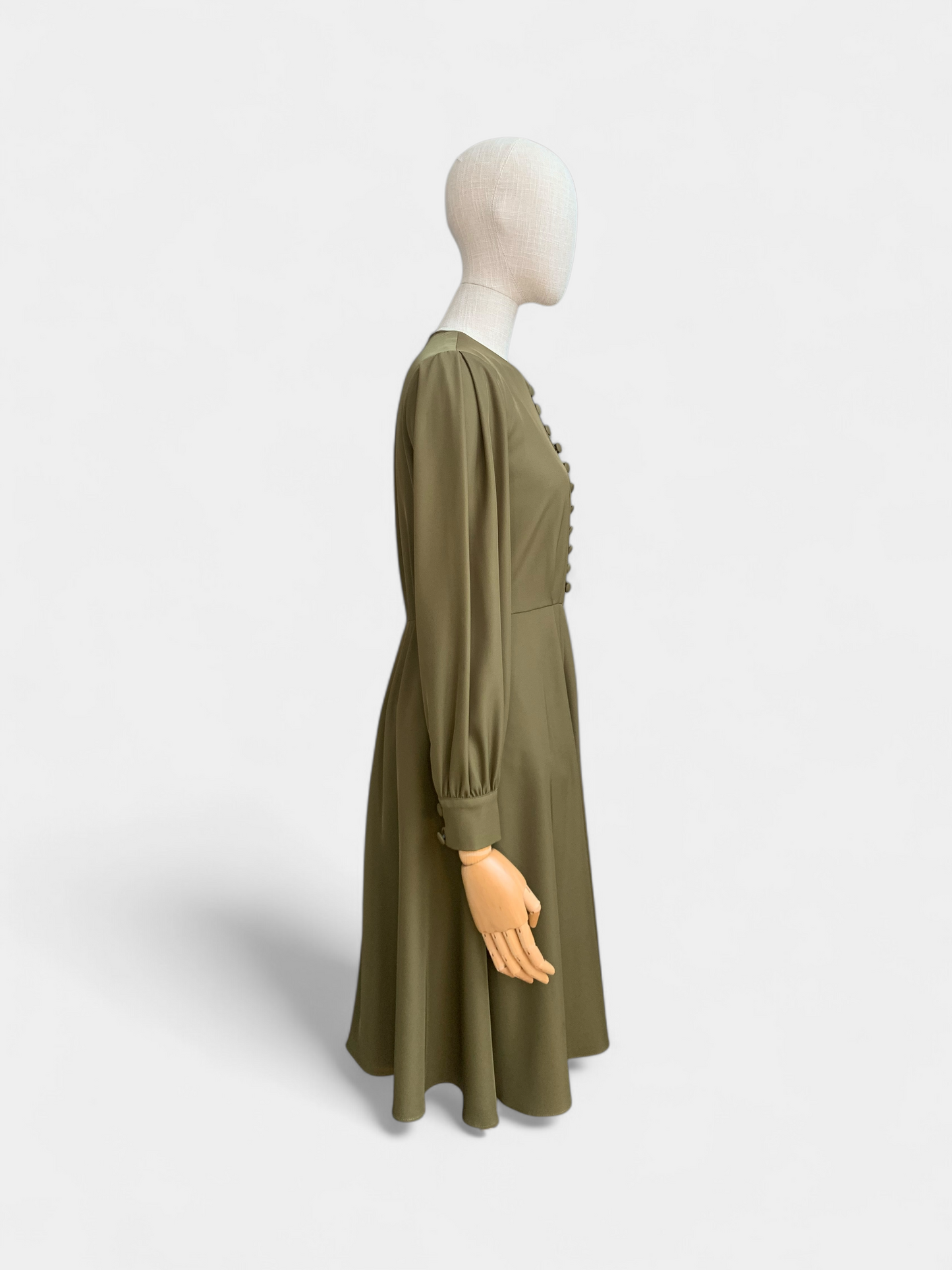 Gal meets Glam Khaki Green Button Dress, 2