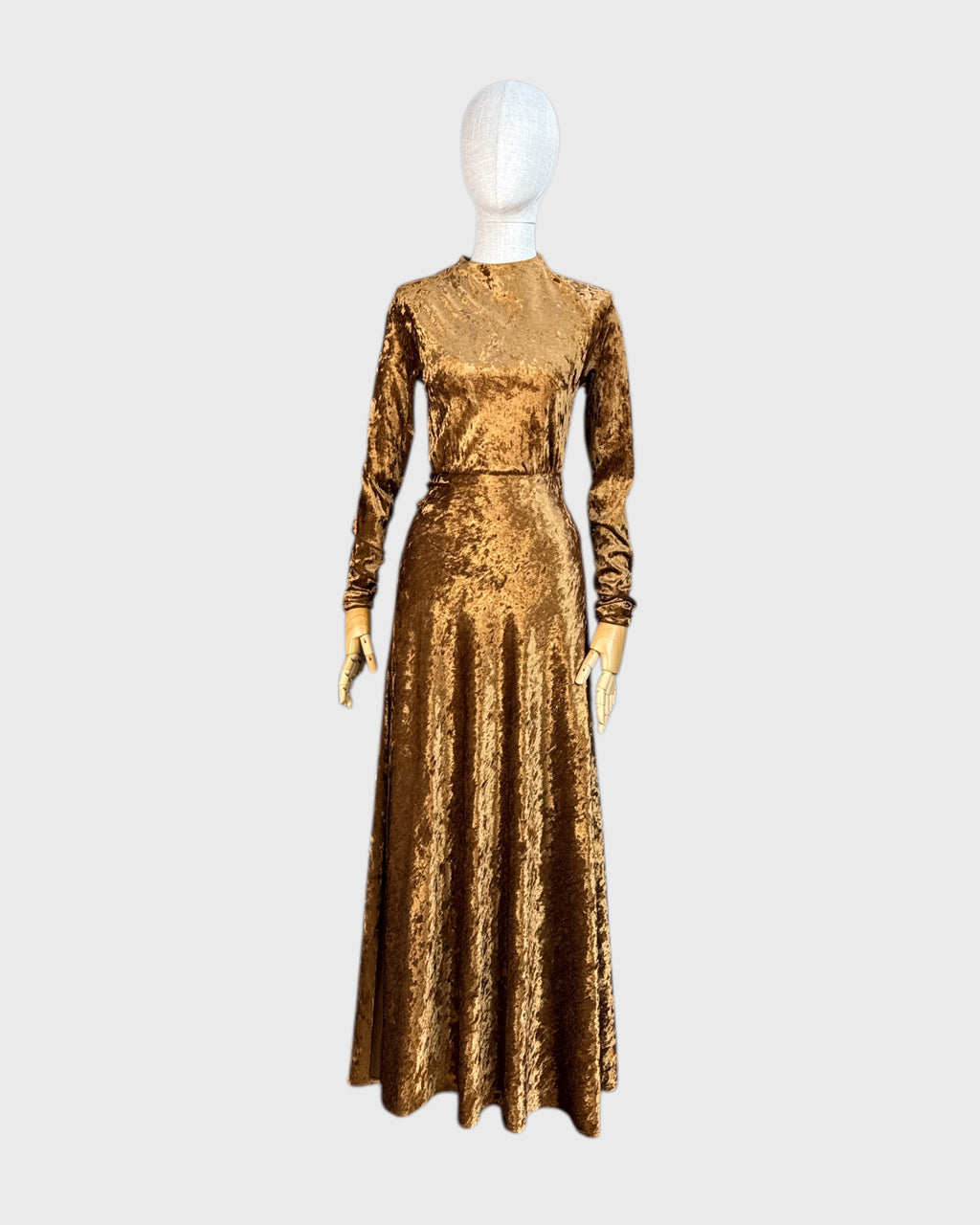 Maje long gold velvet dress, size 1