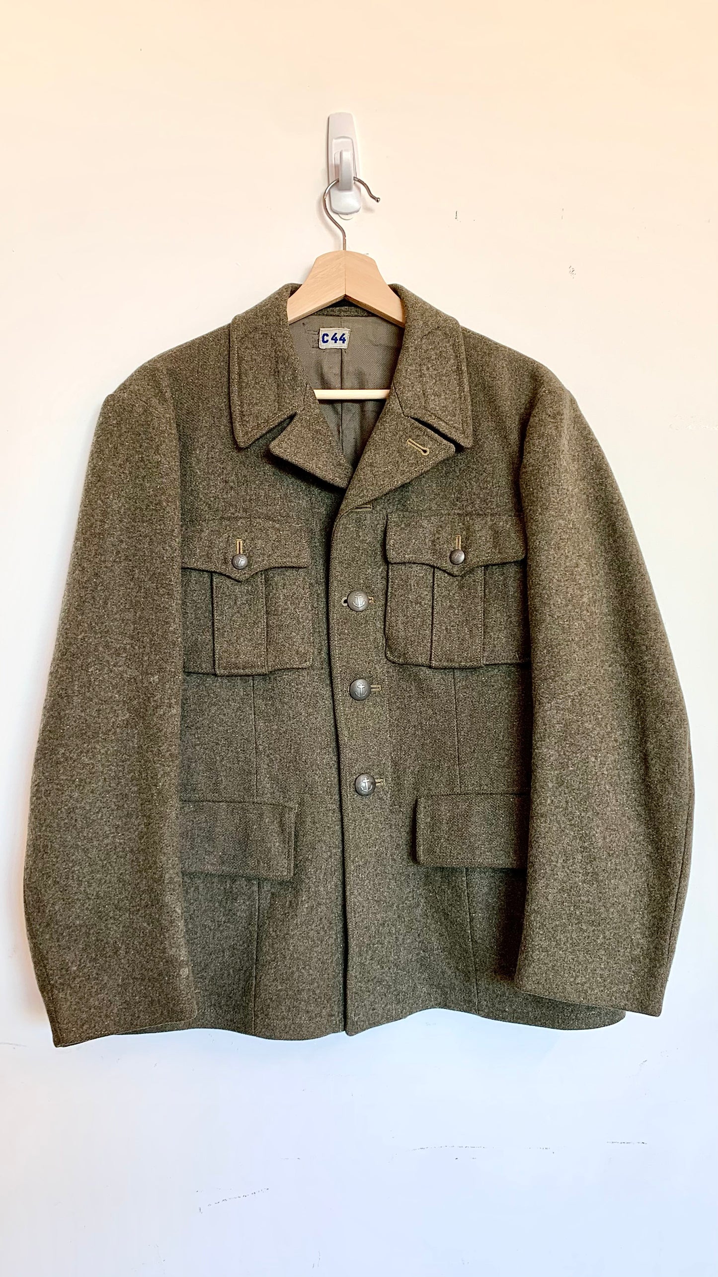 Vintage khaki wool military jacket