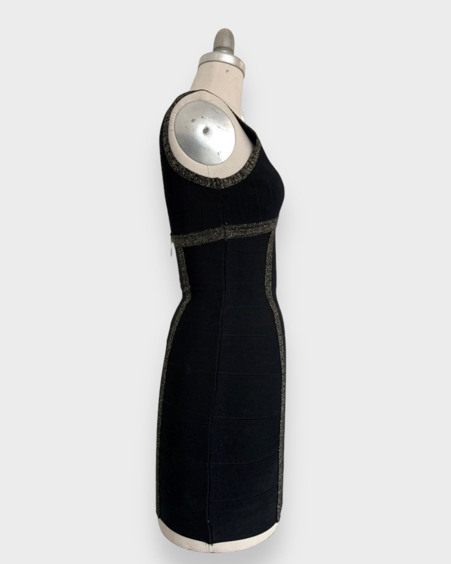 Bodycon black dress with gold accents Guess